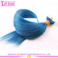 2016 Hot sale color blue high quality 100% indian ombre remy tape hair extension wholesale tape hair extension